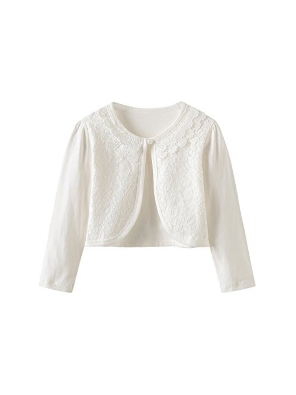 Girls Lace Bolero Cardigan Shrug Knit Cotton Long Sleeve Button Party Wedding